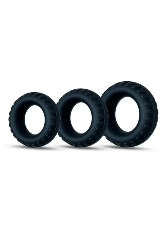 Performance Plus Drift Silicone Cock Rings 3 Piece Set - Black v3