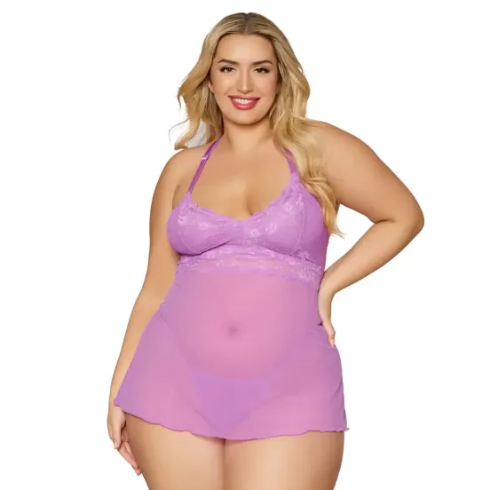 LaceMeshChemise_1_d837e9bd-3d6d-4df9-8a34-6a2c9047a2ef | Find Your Own Passion Lace & Mesh Chemise w/G-String