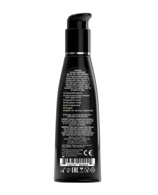 Wicked Sensual Care Hypoallergenic Aqua Sensitive Waterbased Lubricant - 4 oz Unscented v2