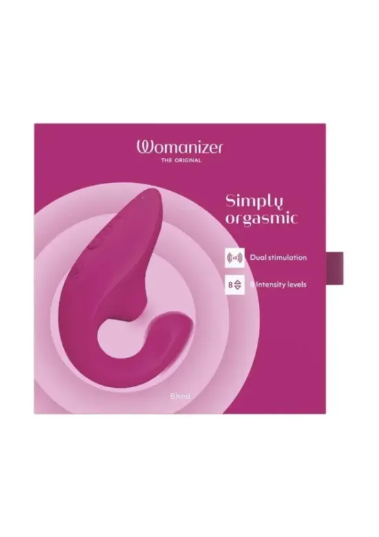 Womanizer Blend Rechargeable Silicone Vibrator with Clitoral Stimulator - Vibrant Pink v1