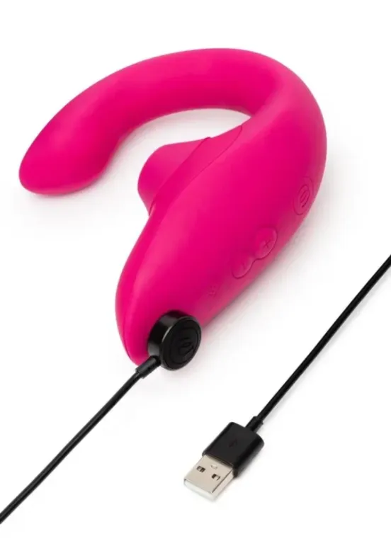 Womanizer Blend Rechargeable Silicone Vibrator with Clitoral Stimulator – Vibrant Pink v3