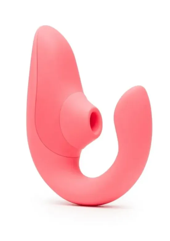 Womanizer Blend Rechargeable Silicone Vibrator with Clitoral Stimulator - Vibrant Rose v2