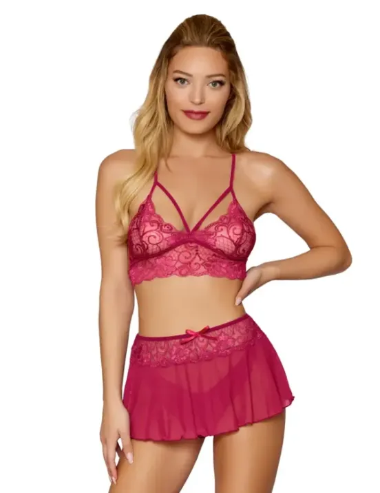Lace Bralette wMatching Mini Skirt