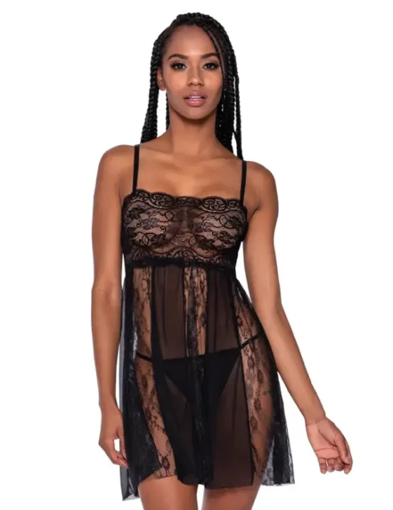 Sheer Panel Babydoll w/Panty