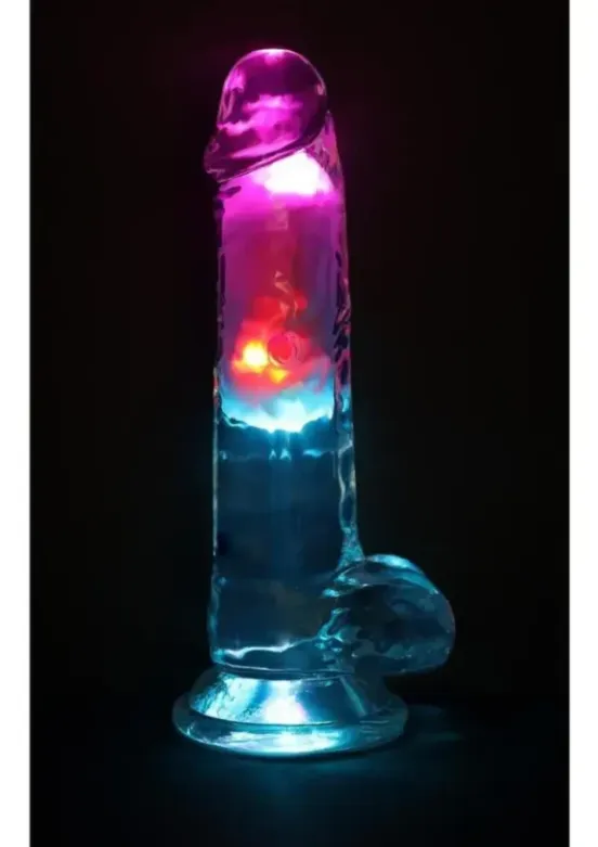 RealRock Rechargeable Dildo with Balls and Remote Control 7in - Clear v3