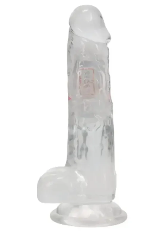RealRock Rechargeable Dildo with Balls and Remote Control 7in - Clear v4
