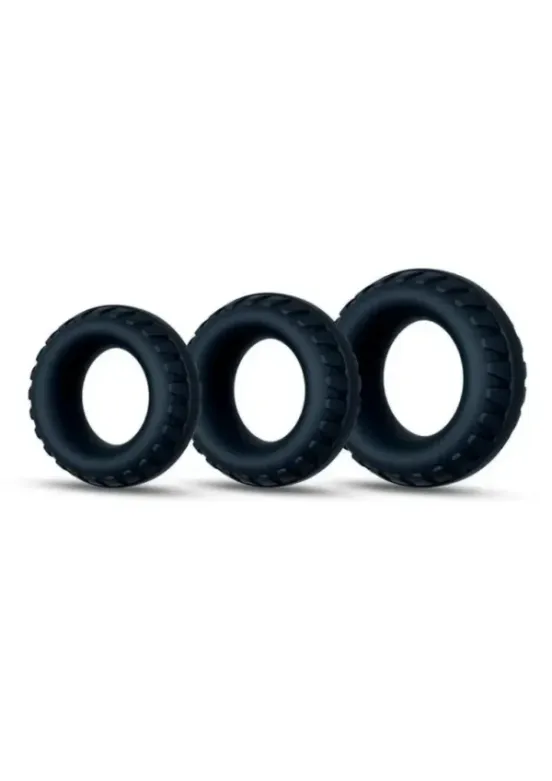 Performance Plus Drift Silicone Cock Rings 3 Piece Set - Black v3