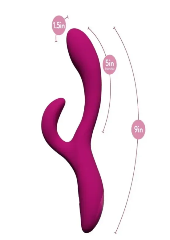 Quinn Rechargeable Silicone Rabbit Vibrator - Burgundy v4