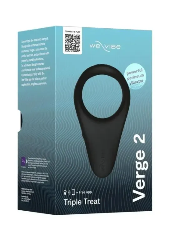 We-Vibe Verge 2 Rechargeable Silicone Vibrating Perineum Cock Ring - Black v1
