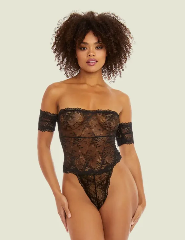 High-Leg Bodysuit w.Arm Cuffs