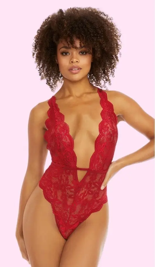 Sheer Lace Scalloped Teddy