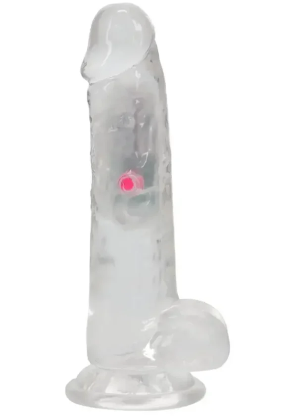 RealRock Rechargeable Dildo with Balls and Remote Control 7in - Clear v2
